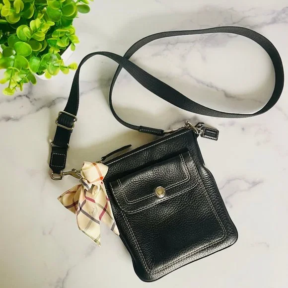 Coach Bags Coach Small Black Crossbody With Adorable Silk Bow